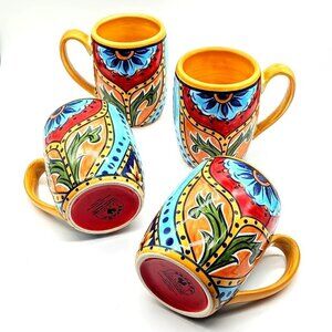Espana La Barca Hand-Painted Ceramic Earthenware Mugs (4)